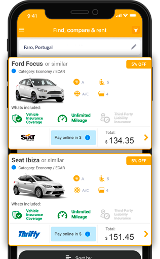 La aplicación para alquilar vehículos de Rentcars